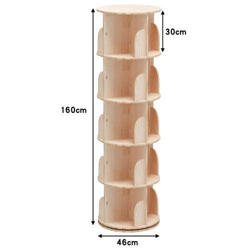 5 Tier Rotating Bookshelf, 360° Solid Wood Rotating Stackable Shelves Bookshelf Organizer for Home, Bedroom, Office - Toytexx 5 Tier Rotating Bookshelf, 360° Solid Wood Rotating Stackable Shelves Bookshelf Organizer for Home, Bedroom, Office - Toytexx